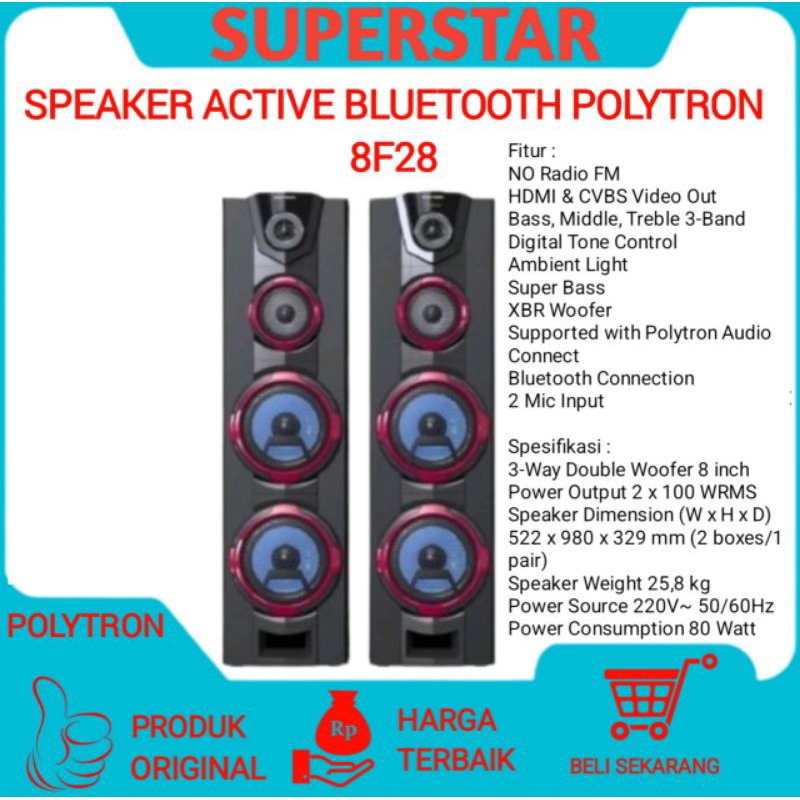 Jual speaker aktif bluetooth polytron 8F28 | Shopee Indonesia