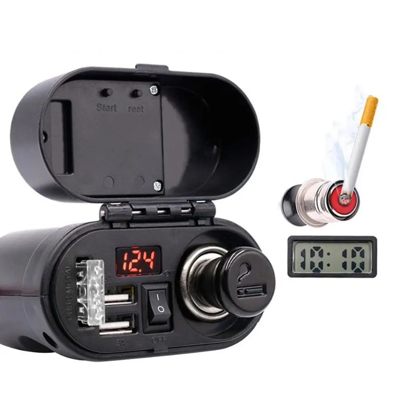 Jual voltmeter jam usb charger pematik motor | Shopee Indonesia