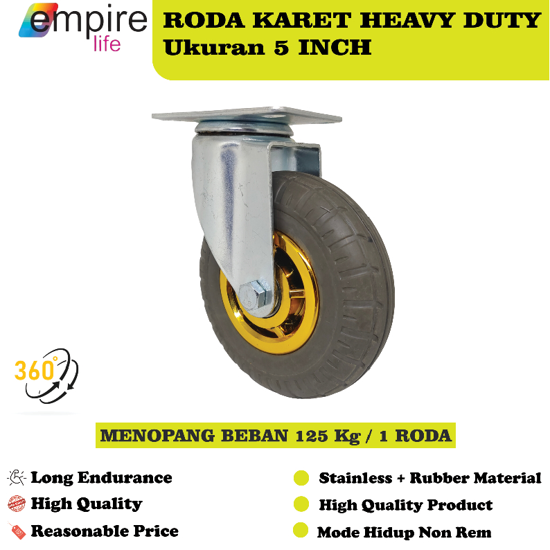 Jual Roda Karet Kembang Heavy Duty Inch Hidup Tanpa Rem Shopee Indonesia