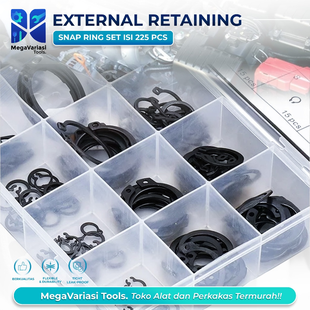 Jual Circlip / External Retaining / Snap Ring Set Isi 225 Pcs + Box ...