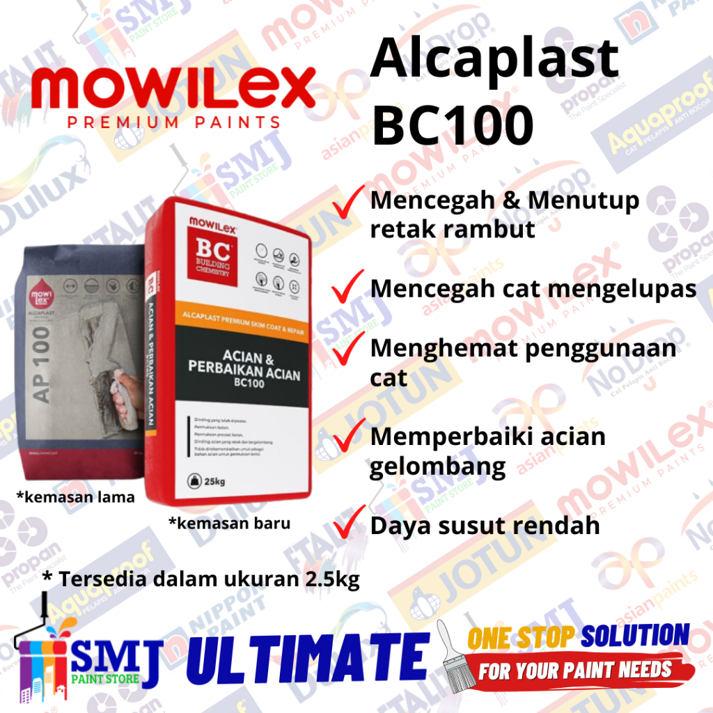 Jual Semen Acian Instant Penghalus Tembok MOWILEX ALCAPLAST BC100 2,5kg ...