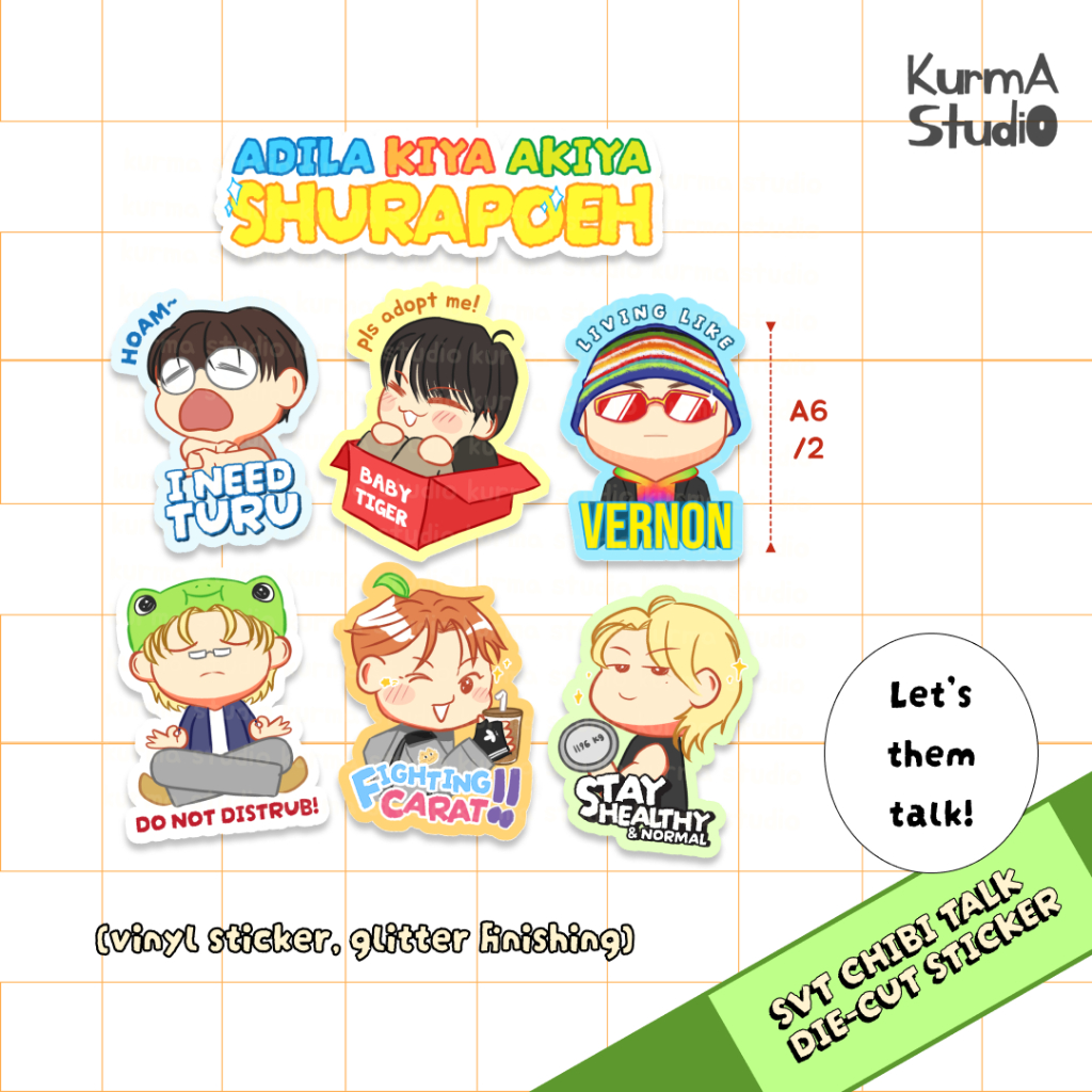 Jual SEVENTEEN Chibi Talk Die-cut Sticker - Glitter finished by Kurma ...