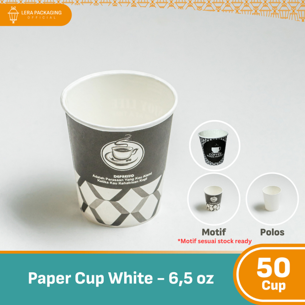 Jual [ISI 50pcs] Paper Cup PUTIH 6,5 Oz / Gelas Kertas Tahan Panas ...