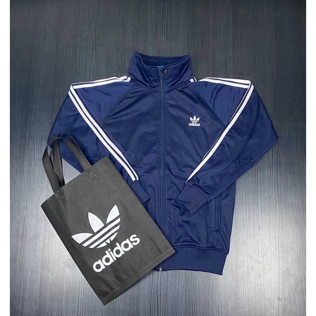 BISA COD Jaket Adidas tracktop Navy UNISEX Pria WanitaPremium Bahan Tebal  COD Hot Sale free paperbag