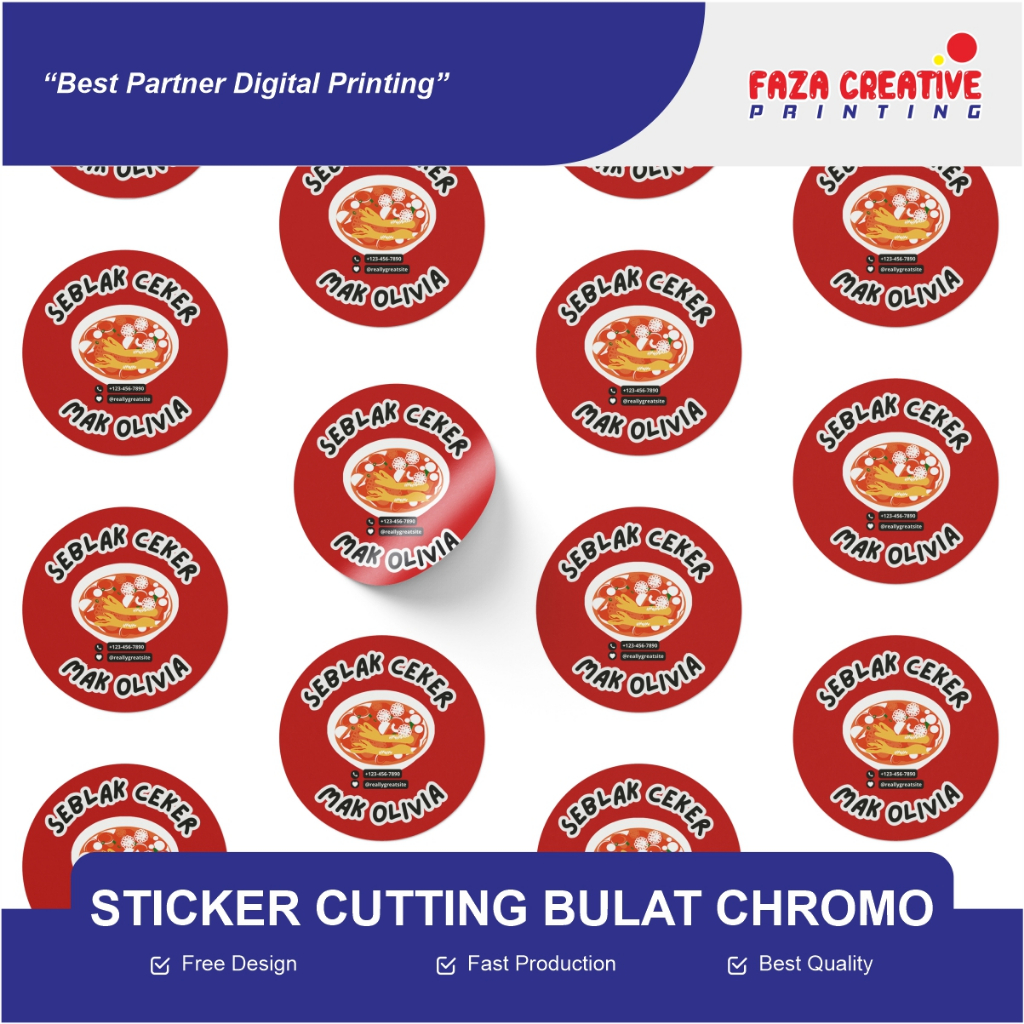 Jual CETAK STIKER CROMO / LABEL BULAT LABEL NAMA LABEL MAKANAN TOPLES ...