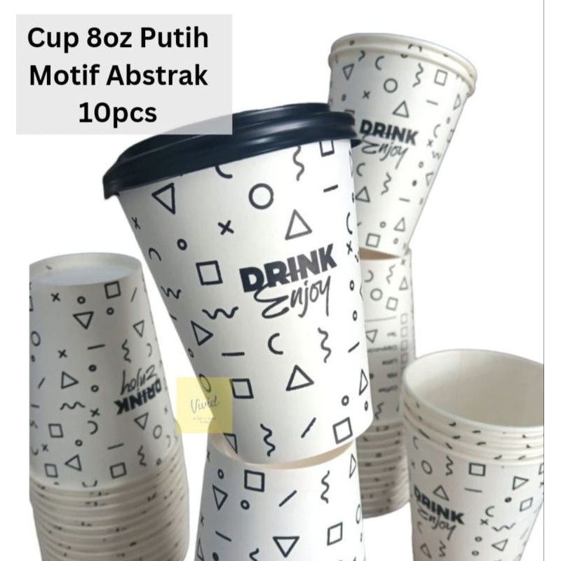 Jual Paper Cup/Gelas Kertas 8oz (237ml) + Tutup (isi 10 pcs) | Shopee ...