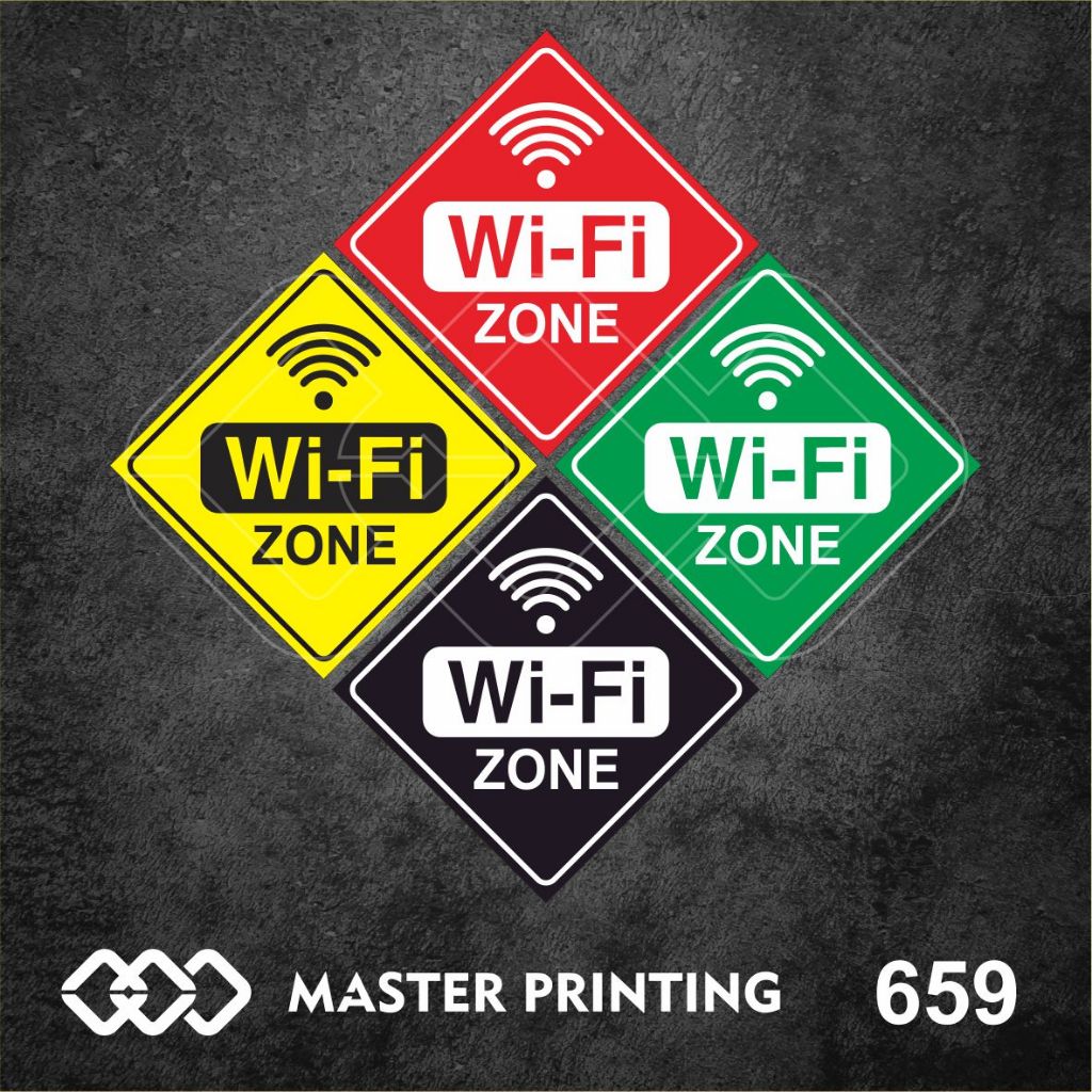 Jual 659 - Stiker WiFi Zone (Zona WiFi), Sticker Vinyl, Tahan Air ...