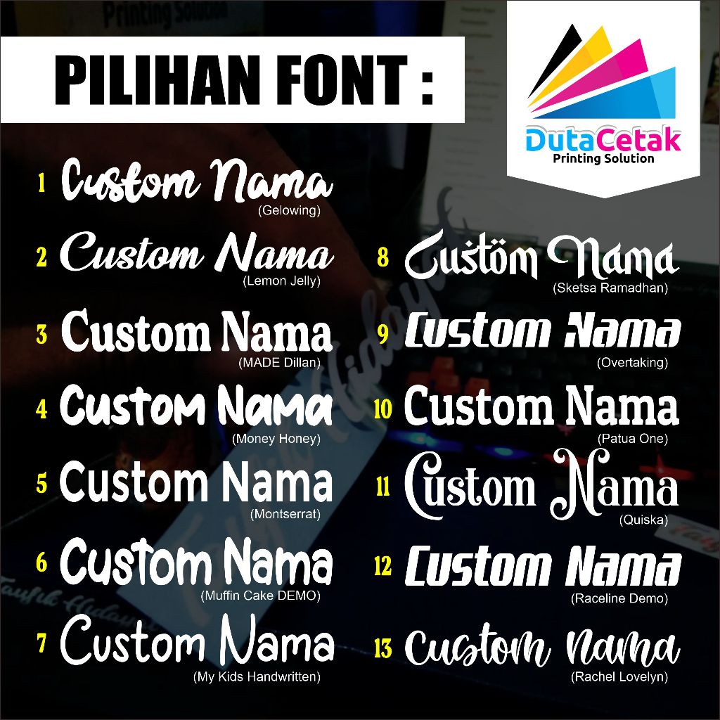Jual Cutting Stiker Nama Custom Ukuran 10x2 cm bisa request Ukuran juga ...