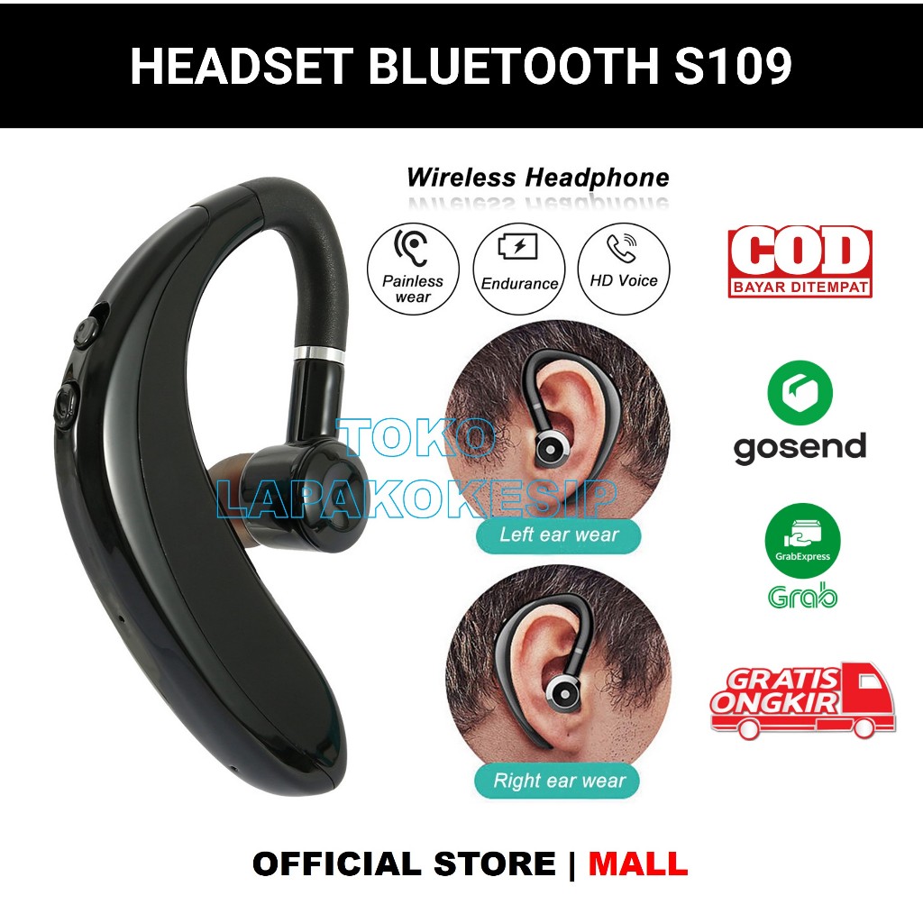 Jual Headset Bluetooth S109 Earphone Wireless Business For All ...
