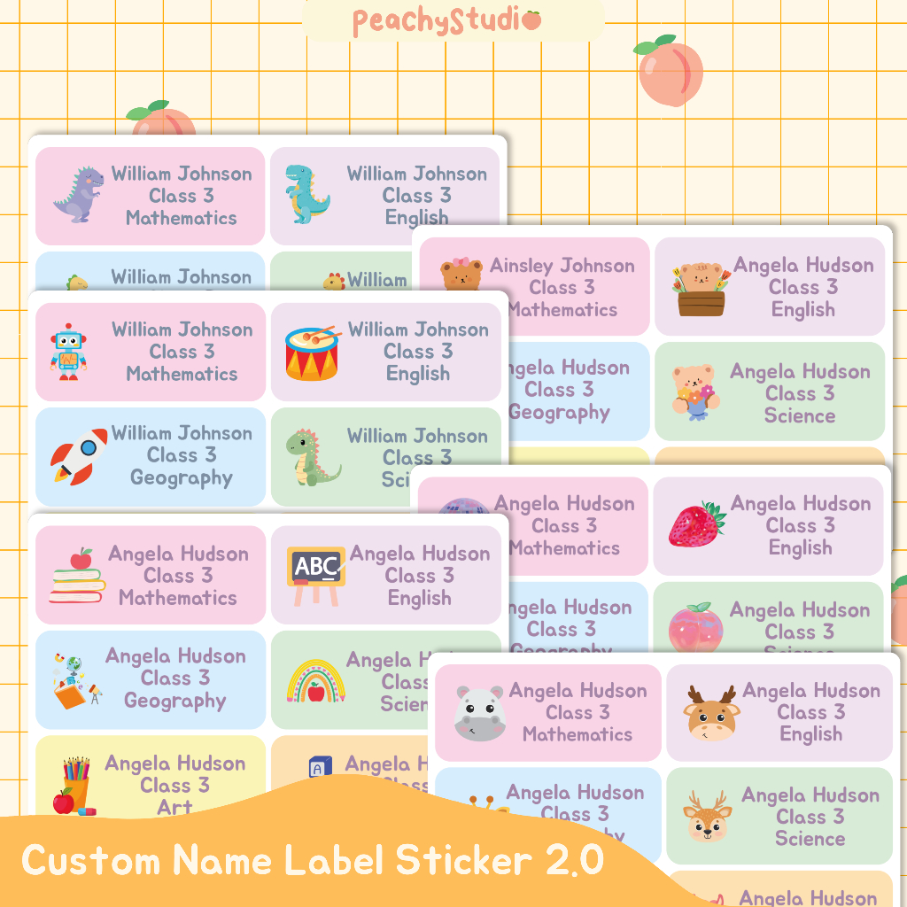 Jual Custom Label Nama Stiker Anak, Kelas, Mata Pelajaran Sticker ...