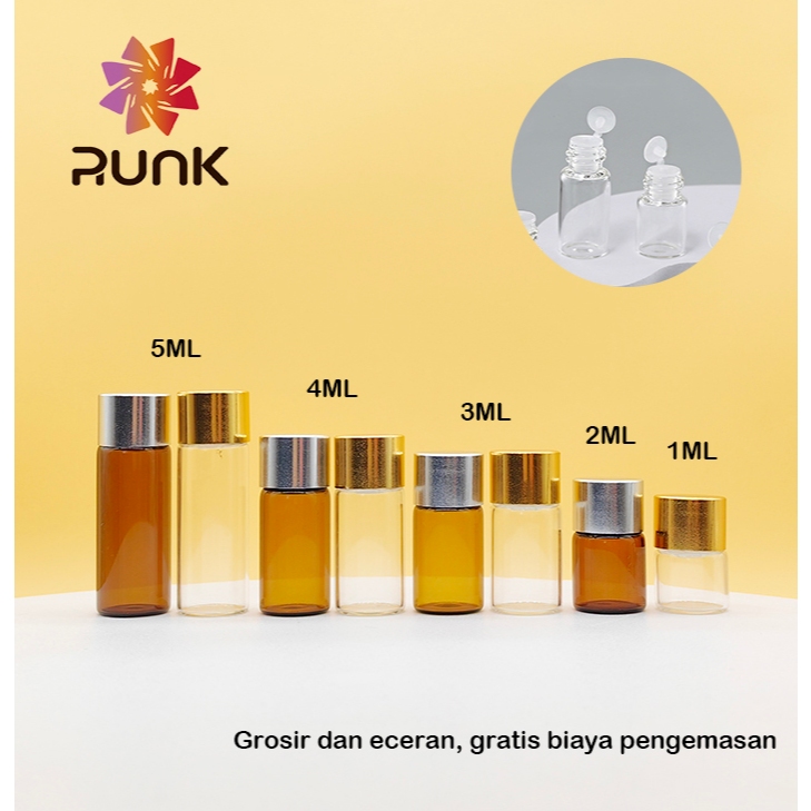 Jual 1ml2ml3ml4ml5ml tutup emas dan perak botol kaca coklat transparan ...
