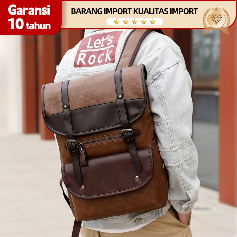 Jual 【Impor ,Garansi 10 tahun】Ransel Kulit Pria Ransel Tahan Air Tas ...