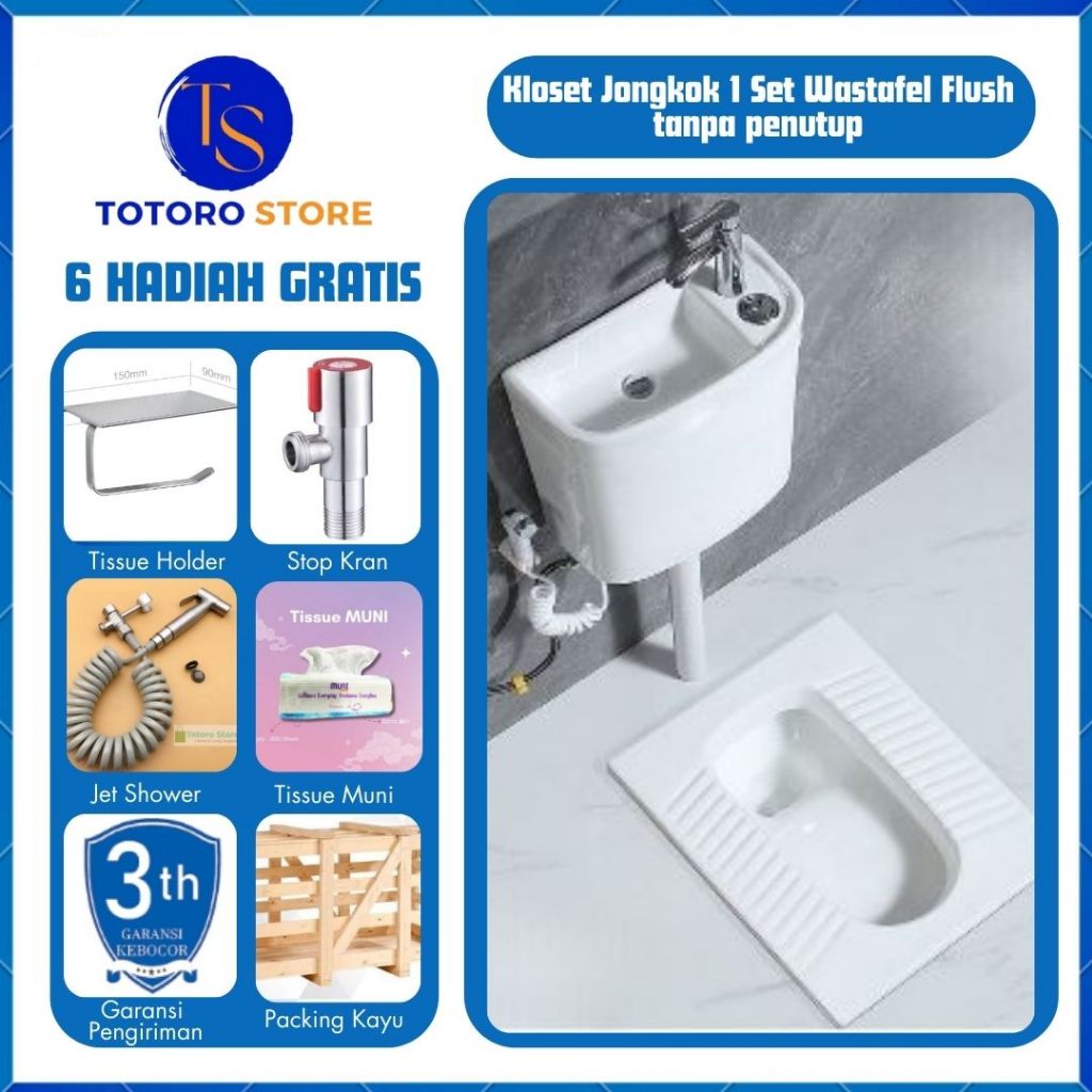 Jual Kloset Jongkok Set Flush Dengan Watertank Wastafel Keramik Model Terbaru | Toilet Jongkok ...