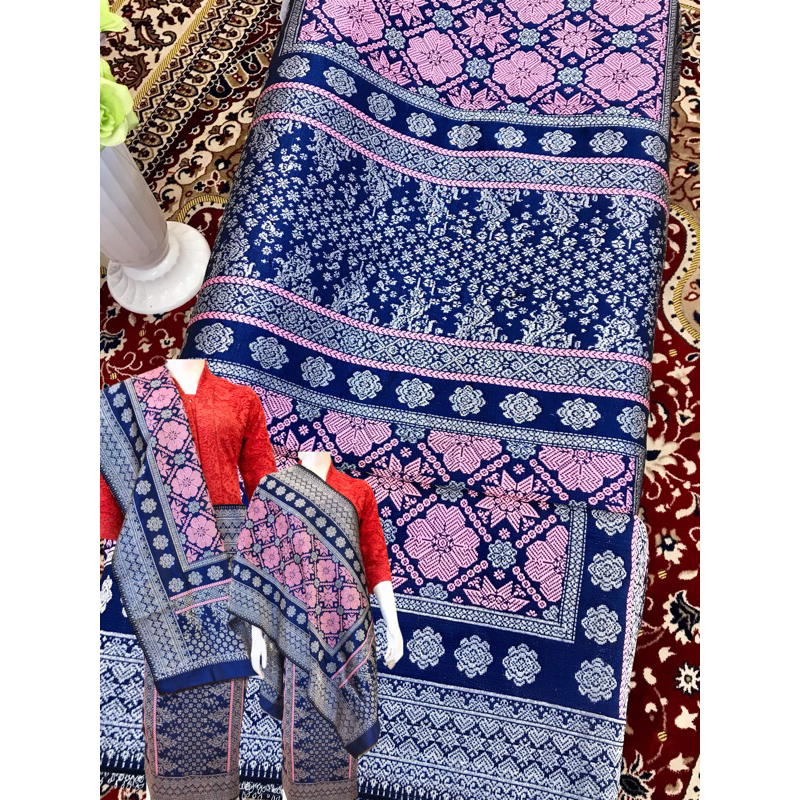 Jual ANEKA WARNA SONGKET BUNGA CINA SILVER / SONGKET BUNGA CINA GOLD ...