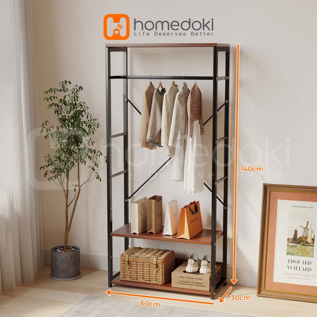 Jual Homedoki Rak Baju Gantung Stand Hanger Rak Baju Rak Pakaian Rak Gantung Baju Kayu