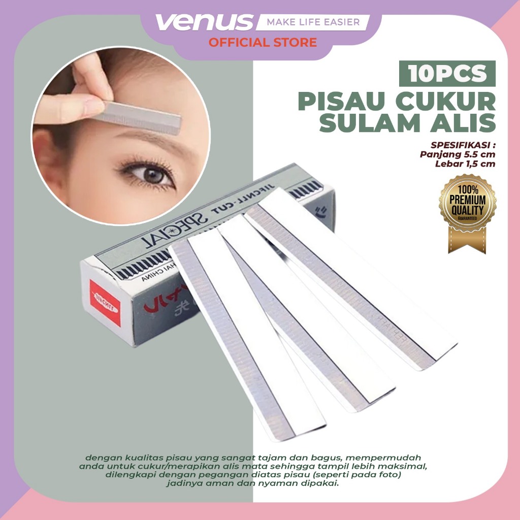 Jual VENUSJKT – Pisau Cukur Alis Super Tajam Isi 10 Pcs Razor Cut Isi ...
