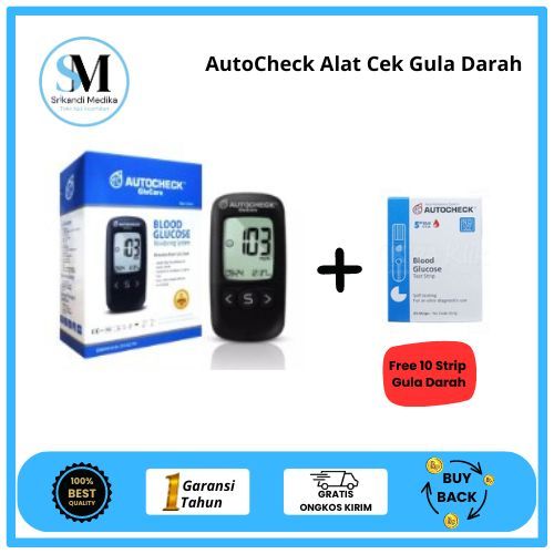 Jual AUTOCHECK Glucare Alat Cek Gula Darah free 10 strip - Blood ...