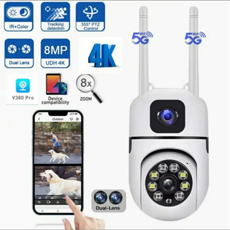Jual IP Camera CCTV V380 PRO Dual Lens CCTV Wireless PTZ Speed Dome Dua ...