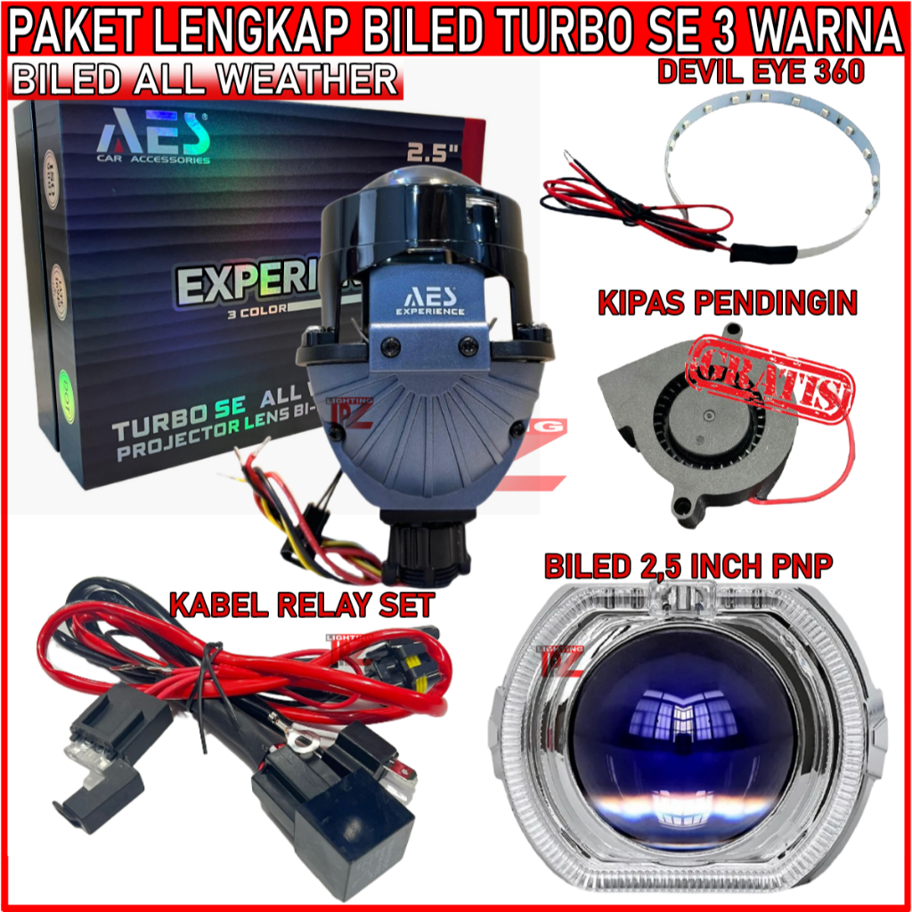 Jual COMBO PAKET HEMAT BILED TURBO SE ALL WEATHER 3 WARNA 55 WATT ...