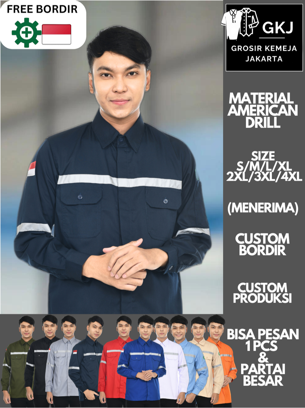 Jual Baju Wearpack Kemeja Safety K3 Proyek Tambang Lengan Panjang ...