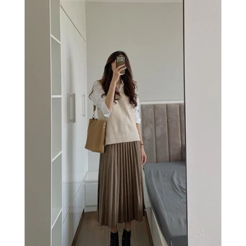 Rok Plisket Midi Rok 7 8 Plisket Premium Pleated Skirt Rok Plisket Tanggung