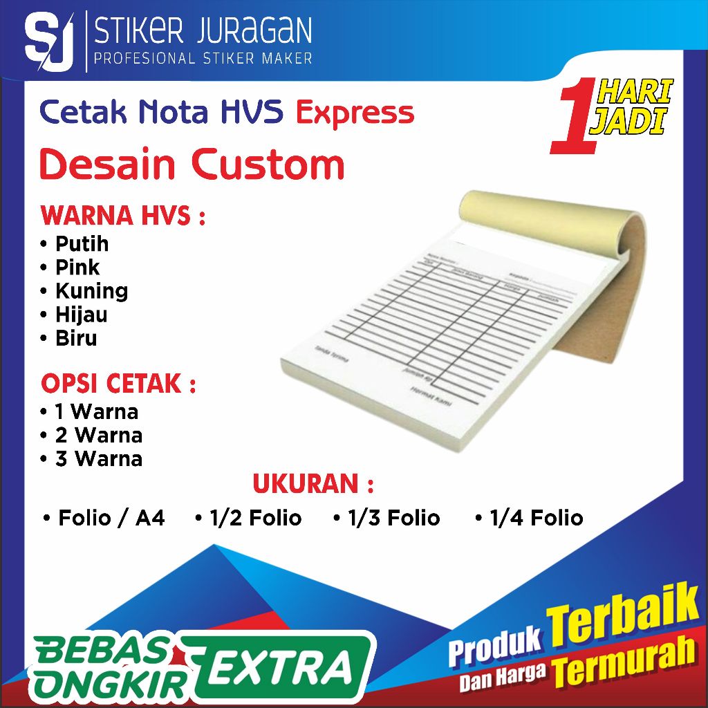 Jual CETAK BUKU NOTA HVS CUSTOME ( 1 RIM ) | Shopee Indonesia