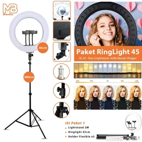 Midio Ringlight 45 Cm Ring Lamp Dimmable Untuk Lampu Beauty Vlogger MUA