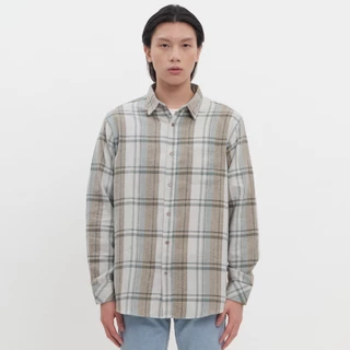 M231 Kemeja Pria Flannel Panjang Khaki 0297