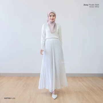 HAYNA Zoey Pleats Skirt (Broken White) Rok Wanita Plisket