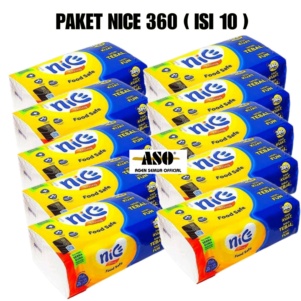 Jual [ PAKET ISI 10 ] Tisu Tissue NICE 360 helai 180 sheet 2ply PROMO ...