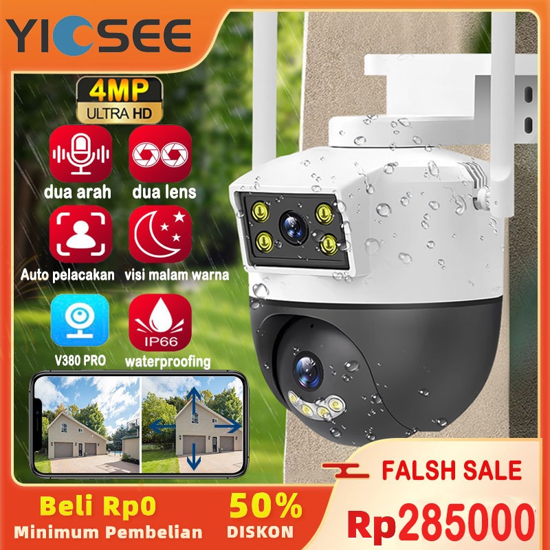 Jual cctv outdoor PTZ dua lensejarak jauh lewat hp 4mp wifi 360