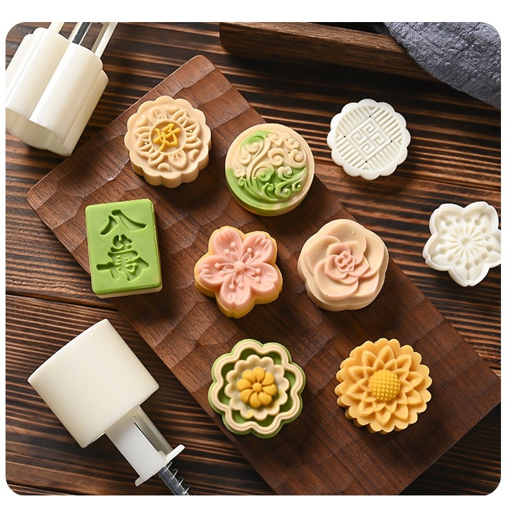 Jual Cetakan Kue Bulan Bulat Cetakan Mooncake Mold Bentuk Bunga Model ...
