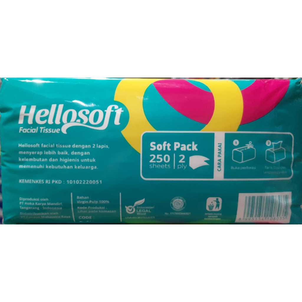 Jual 2 Pcs Facial Tissue Hello Soft x 250 Sheets x 2 Ply | Shopee Indonesia