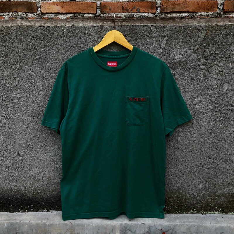 Jual supreme embroidered pocket tee fw19 tshirt Shopee Indonesia