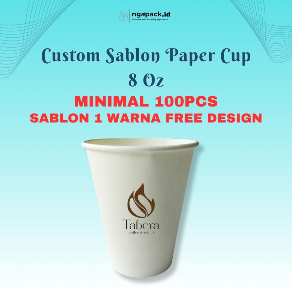 Jual CUSTOM SABLON PAPER CUP UKURAN 8 OZ (240 ML) (SABLON 1 WARNA FREE ...
