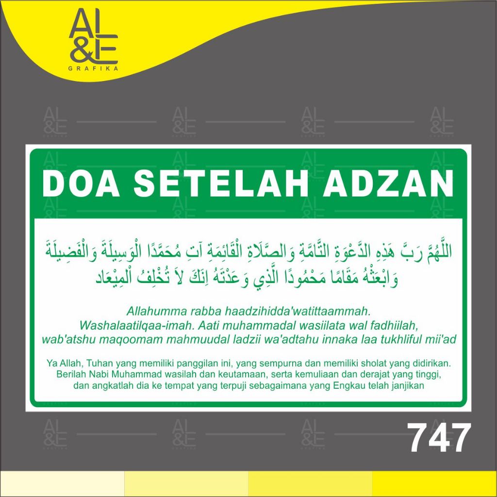 Jual 747 - Stiker Doa Setelah/Sesudah Adzan, Sticker Vinyl, Premium dan ...