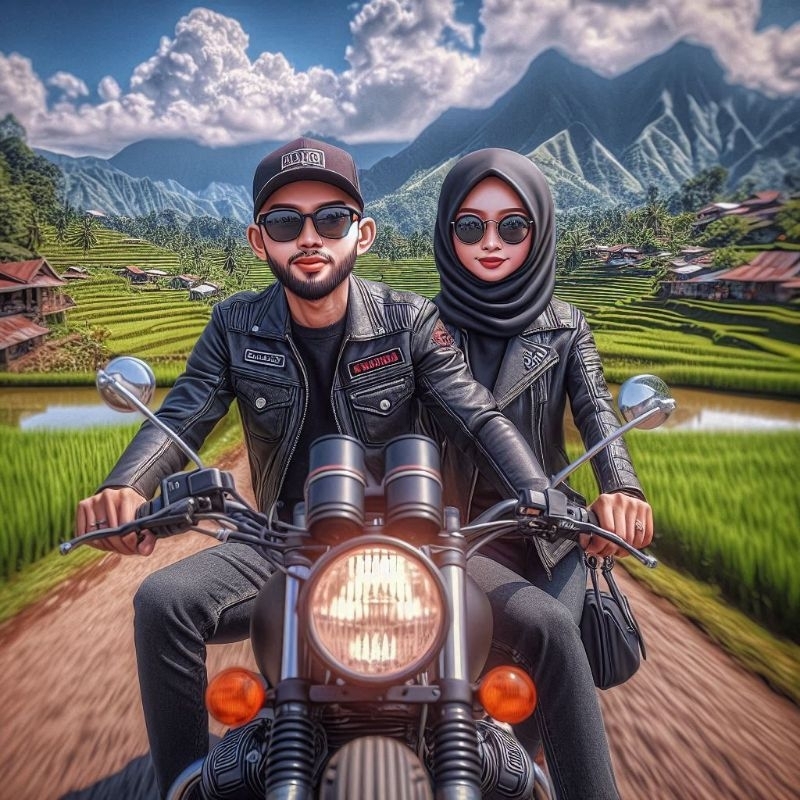 Jual Edit fhoto pasangan naik motor custom | Karikatur AI | Shopee ...