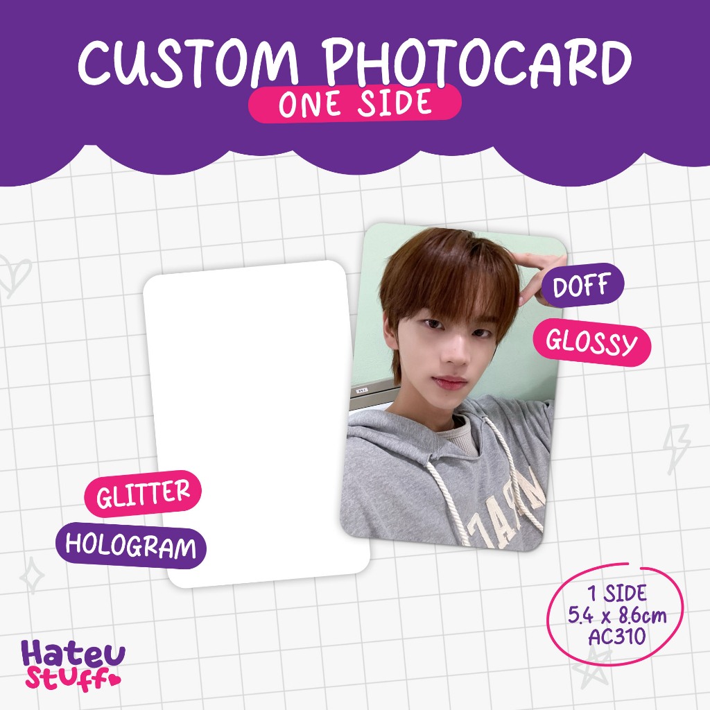 Jual Cetak Photocard Custom Rounded 1 Sisi Laminasi Glossy Doff Glitter ...