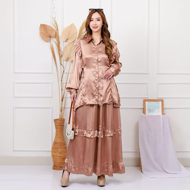 Jual STELAN ROK TERBARU MIRNA SHIMMER SILK POLOS MURAH CANTIK STELAN ...