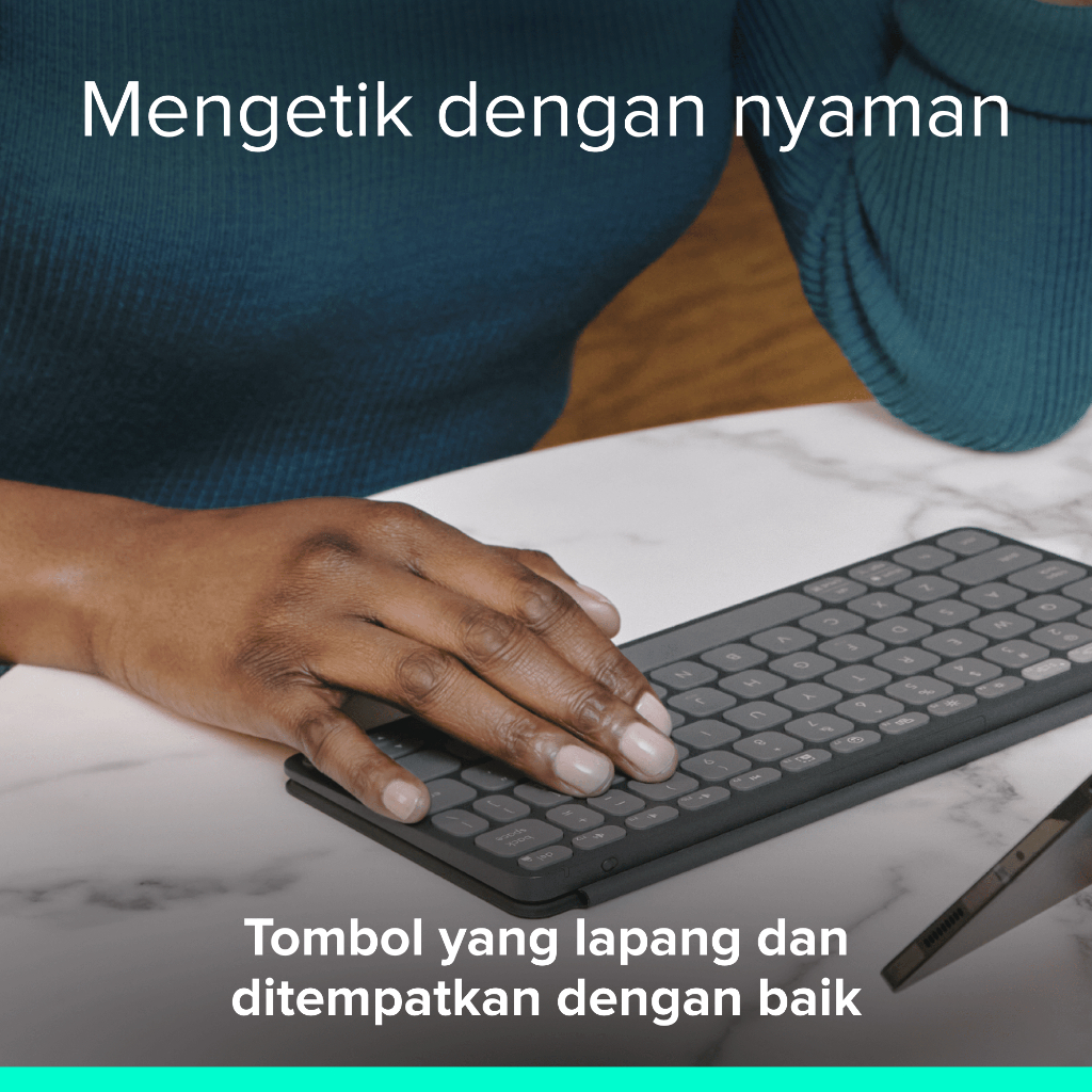 Logitech Keys-To-Go 2 Keyboard Bluetooth, Wireless (Nirkabel), Portable, Desain Ramping dengan Penutup Internal dan kompatibel  untuk Windows, Android (5)