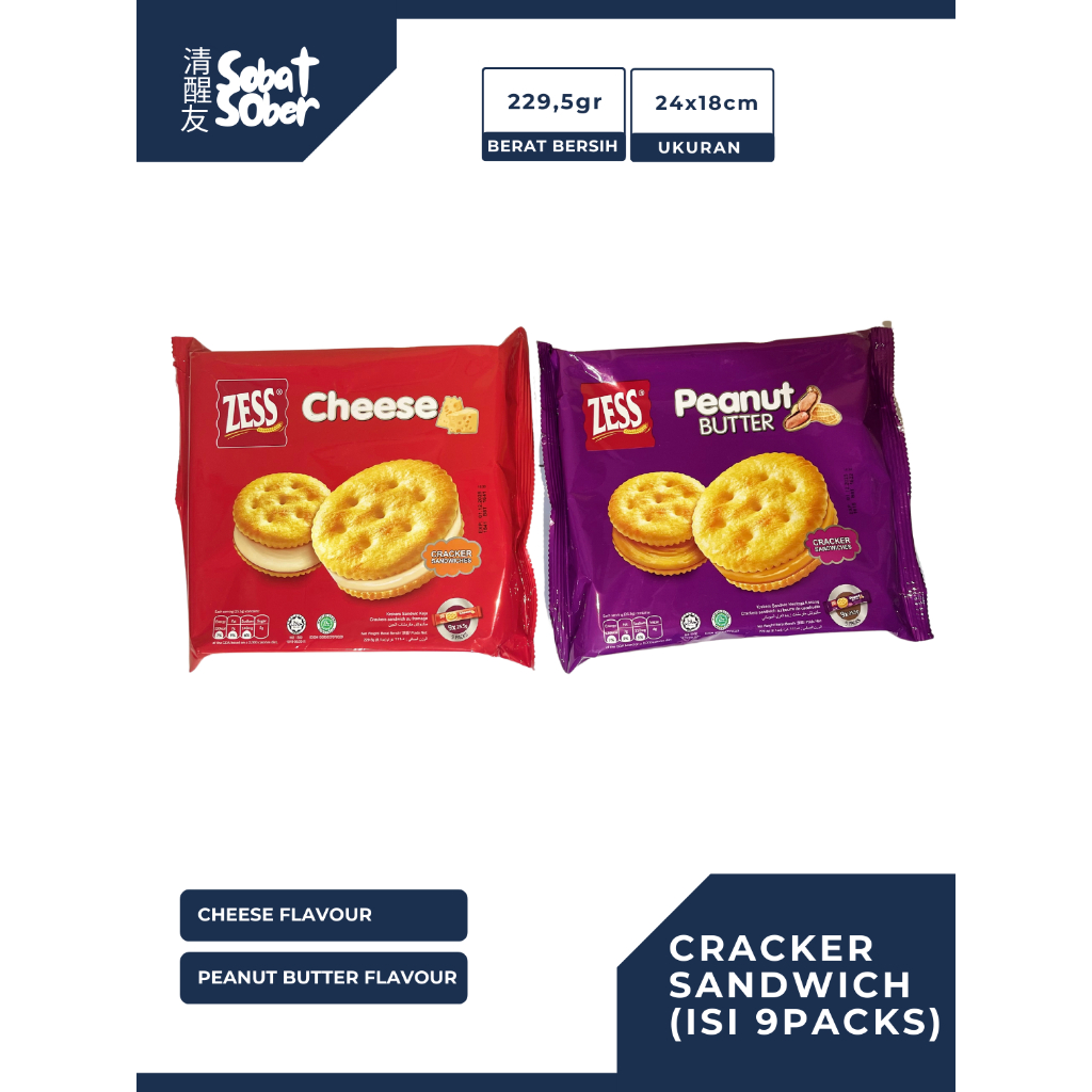 Jual ZESS Cracker Sandwich Rasa Peanut Butter Mentega Kacang / Cheese