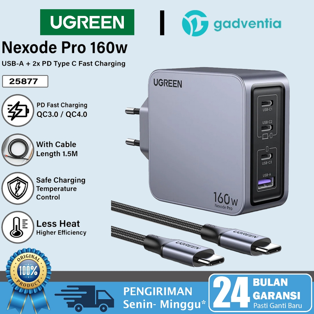 Jual UGREEN Kepala Adaptor Wall Charger 160W Nexode Pro GaN 4-Port PD ...