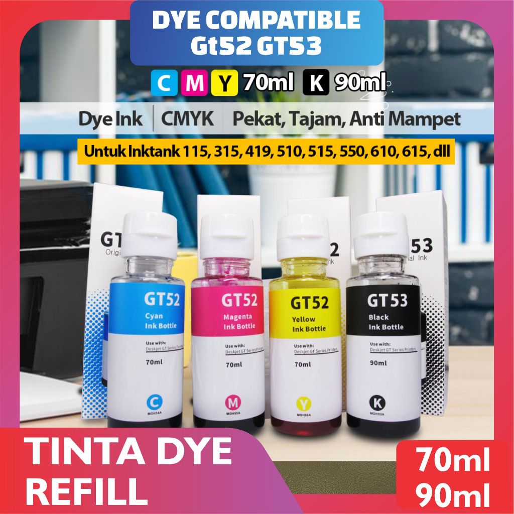 Jual Tinta Refill Compatible Gt Gt Dye Ink Hp Gt Gt