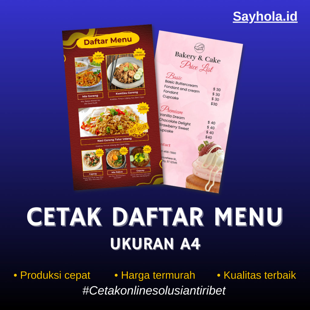 Jual Cetak daftar menu ukuran A4 + Laminating | Shopee Indonesia