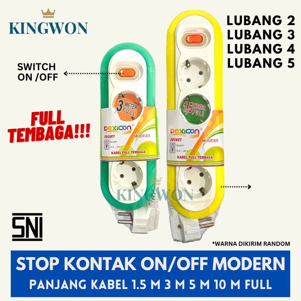 Jual STOP KONTAK + KABEL 2/3/4/5 LUBANG 1,5/3/5/10 METER SWITCH ON OFF ...