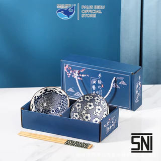 Paus Biru - [SNI] Mangkuk Keramik paket hampers cantik aesthetic | Japanese Style Bowl Souvenir Mangkuk Set Wedding Gift Box Hampers Kado