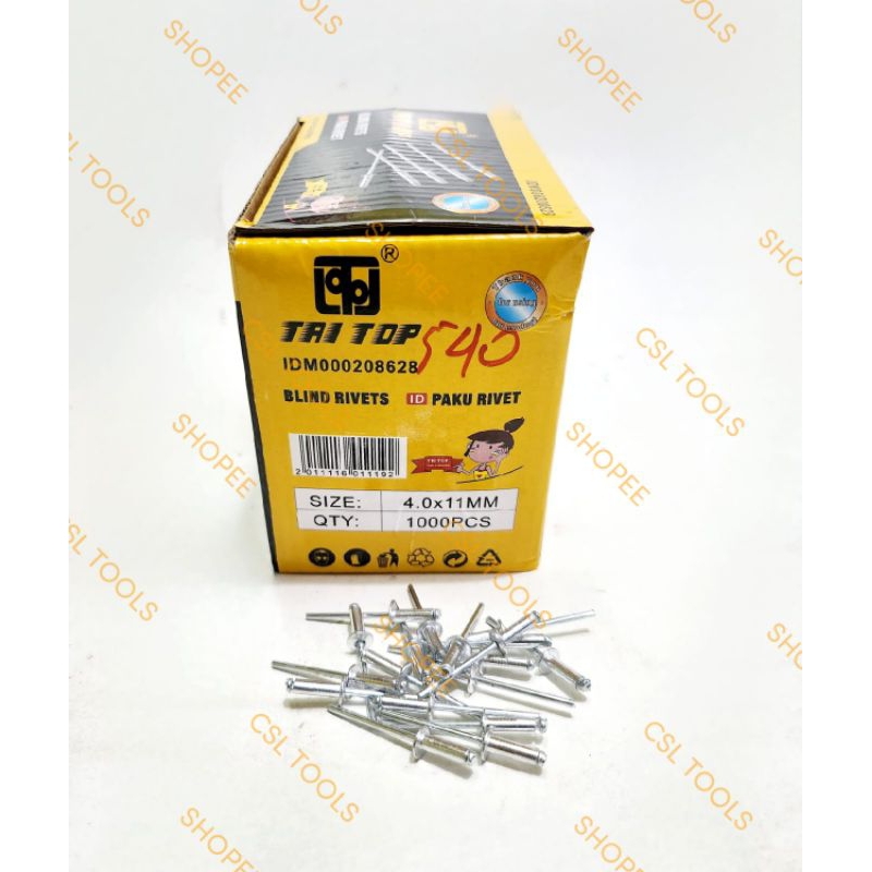 Jual TRITOP Paku Rivet 540 / Paku Rivet 4,0 x 11mm / Paku Ripet TRITOP ...