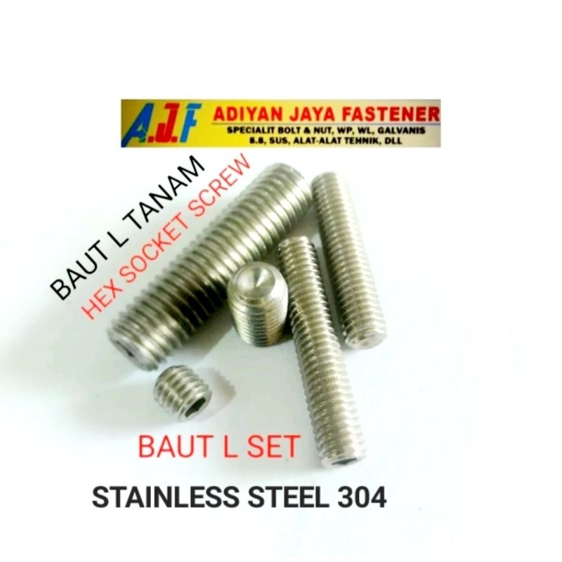 Jual BAUT L SET / HEX SOCKET SET SCREW ( DRAT BAUT KUNCI-19 ) 12x60 SS ...
