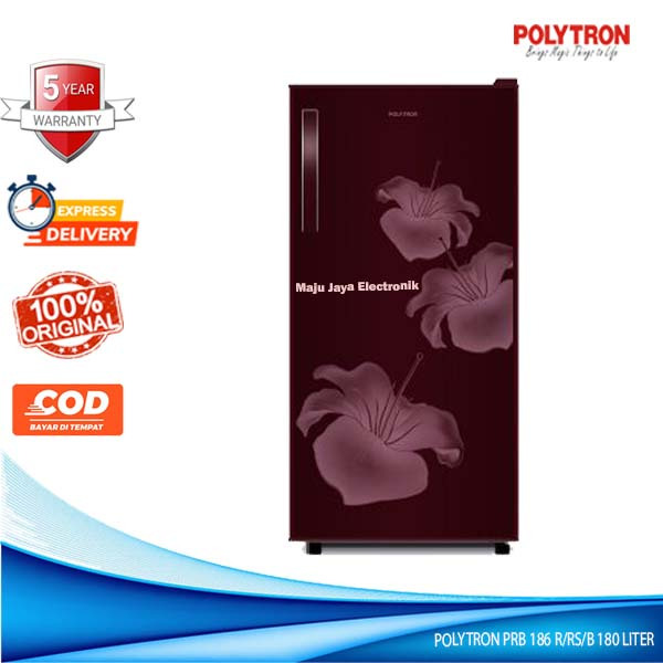 Jual Kulkas 1 Pintu POLYTRON PRB 186 R/B 180 Liter Metal Door Gagang ...
