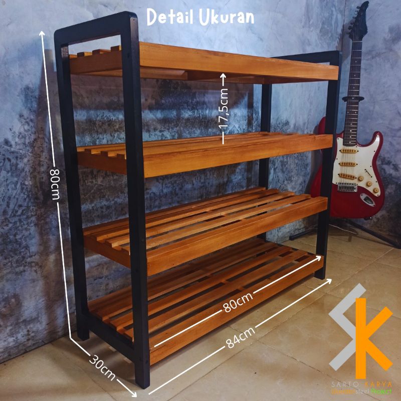 Jual Rak Sepatu Serbaguna Kayu Mahoni 4 Susun New Design Estetik ...